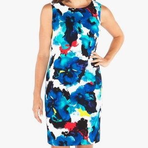Mario Serrani Italy Bright Floral Midi Sheath Dress 12